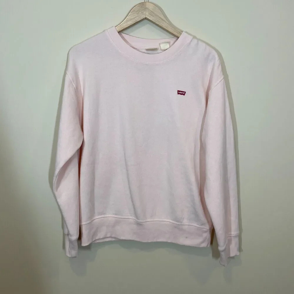 Levi's Women's Pink Crewneck Sweatshirt‎ Size M Casual Basic Cozy Soft Comfy
